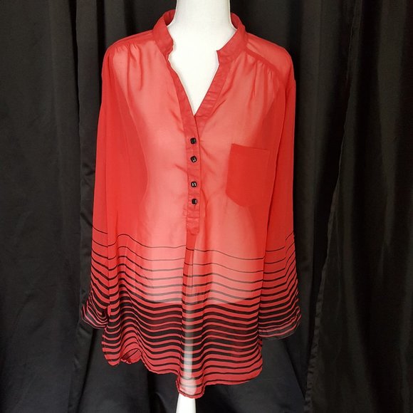 Truth Red Sheer Blouse 3X - Picture 1 of 5